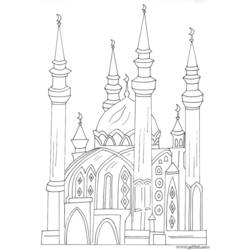 Dessin à colorier: Mosquée (Bâtiments et Architecture) #64593 - Coloriages à imprimer