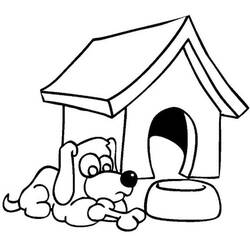 Dessin à colorier: Niche pour chien (Bâtiments et Architecture) #62342 - Coloriages à Imprimer Gratuits