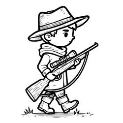 Dessin à colorier: Chasseur (Carrières et Professions) #218035 - Coloriages à Imprimer Gratuits