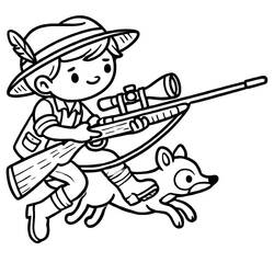 Dessin à colorier: Chasseur (Carrières et Professions) #218038 - Coloriages à Imprimer Gratuits