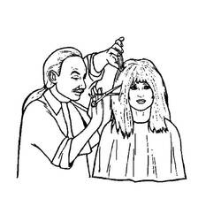Dessin à colorier: Coiffeur / Coiffeuse (Carrières et Professions) #91244 - Coloriages à Imprimer Gratuits