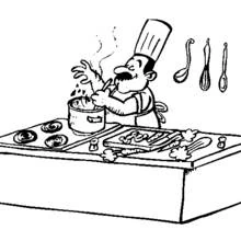Dessin à colorier: Cuisinier / Cuisinière (Carrières et Professions) #91798 - Coloriages à Imprimer Gratuits