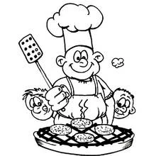 Dessin à colorier: Cuisinier / Cuisinière (Carrières et Professions) #91893 - Coloriages à Imprimer Gratuits