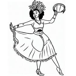 Dessin à colorier: Danseuse Brésilienne de Samba (Carrières et Professions) #191783 - Coloriages à Imprimer Gratuits