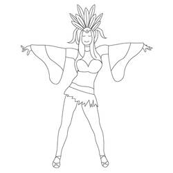 Dessin à colorier: Danseuse Brésilienne de Samba (Carrières et Professions) #191785 - Coloriages à Imprimer Gratuits