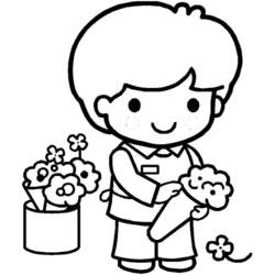 Dessin à colorier: Fleuriste (Carrières et Professions) #170343 - Coloriages à Imprimer Gratuits