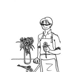 Dessin à colorier: Fleuriste (Carrières et Professions) #170346 - Coloriages à Imprimer Gratuits