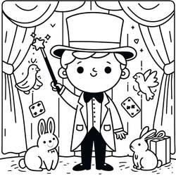 Dessin à colorier: Magicien (Carrières et Professions) #213885 - Coloriages à Imprimer Gratuits