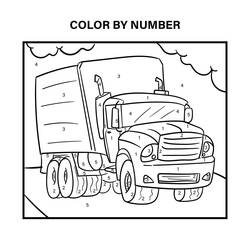 Dessin à colorier: Coloriage par Numéro Camion (Coloriage numéroté) #177956 - Coloriages à Imprimer Gratuits