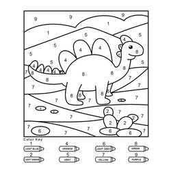 Dessin à colorier: Dinosaures Coloriage par Numéro (Coloriage numéroté) #177970 - Coloriages à Imprimer Gratuits
