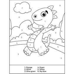 Dessin à colorier: Dinosaures Coloriage par Numéro (Coloriage numéroté) #177973 - Coloriages à Imprimer Gratuits