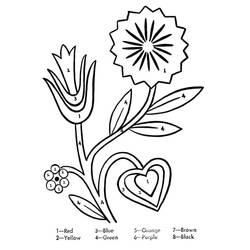 Dessins à colorier: Fleurs Coloriage par Numéro - Coloriages à Imprimer Gratuits