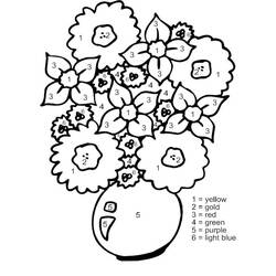 Dessin à colorier: Fleurs Coloriage par Numéro (Coloriage numéroté) #177981 - Coloriages à Imprimer Gratuits