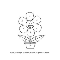 Dessin à colorier: Fleurs Coloriage par Numéro (Coloriage numéroté) #177984 - Coloriages à Imprimer Gratuits