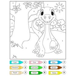 Dessin à colorier: Magique Dinosaure (Coloriage numéroté) #216738 - Coloriages à Imprimer Gratuits