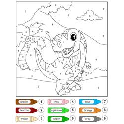 Dessin à colorier: Magique Dinosaure (Coloriage numéroté) #216740 - Coloriages à Imprimer Gratuits
