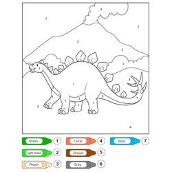 Dessin à colorier: Magique Dinosaure (Coloriage numéroté) #216746 - Coloriages à Imprimer Gratuits