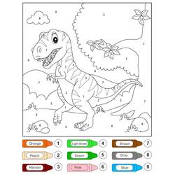 Dessin à colorier: Magique Dinosaure (Coloriage numéroté) #216747 - Coloriages à Imprimer Gratuits