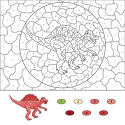 Dessin à colorier: Magique Dinosaure (Coloriage numéroté) #216749 - Coloriages à Imprimer Gratuits