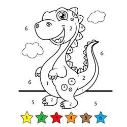 Dessin à colorier: Magique Dinosaure (Coloriage numéroté) #216757 - Coloriages à Imprimer Gratuits