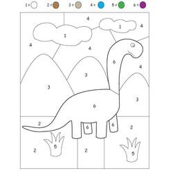 Dessin à colorier: Magique Dinosaure (Coloriage numéroté) #216758 - Coloriages à Imprimer Gratuits