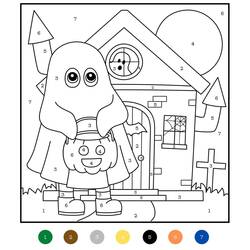 Dessin à colorier: Magique Halloween (Coloriage numéroté) #198031 - Coloriages à Imprimer Gratuits