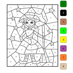 Dessin à colorier: Magique Halloween (Coloriage numéroté) #198033 - Coloriages à Imprimer Gratuits