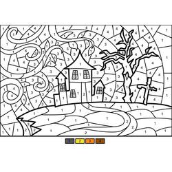 Dessin à colorier: Magique Halloween (Coloriage numéroté) #198037 - Coloriages à Imprimer Gratuits