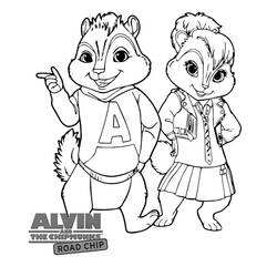 Illustration au trait Alvin et les Chipmunks (Dessins animés et séries animées) #203399 prête à colorier