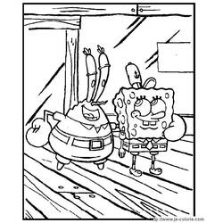 Illustration au trait Bob l'Éponge (Dessins animés et séries animées) #33384 prête à colorier