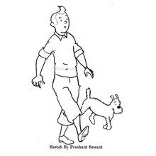 Dessin à colorier: Tintin (Dessins animés et séries animées) #25781 - Coloriages à Imprimer Gratuits