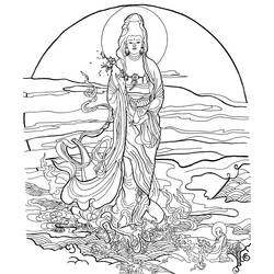 Dessin à colorier: Mythologie Hindou: Bouddha (Dieux et Déesses) #89508 - Coloriages à imprimer
