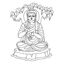 Dessin à colorier: Mythologie Hindou: Bouddha (Dieux et Déesses) #89518 - Coloriages à imprimer