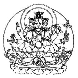 Dessin à colorier: Mythologie Hindou: Bouddha (Dieux et Déesses) #89544 - Coloriages à imprimer