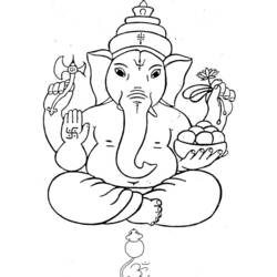 Dessin à colorier: Mythologie Hindou: Ganesh (Dieux et Déesses) #96850 - Coloriages à imprimer