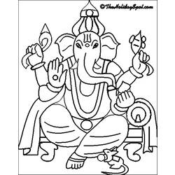 Dessin à colorier: Mythologie Hindou: Ganesh (Dieux et Déesses) #96851 - Coloriages à imprimer
