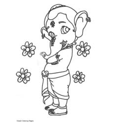 Dessin à colorier: Mythologie Hindou: Ganesh (Dieux et Déesses) #96852 - Coloriages à Imprimer