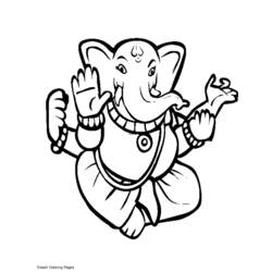 Dessin à colorier: Mythologie Hindou: Ganesh (Dieux et Déesses) #96855 - Coloriages à imprimer