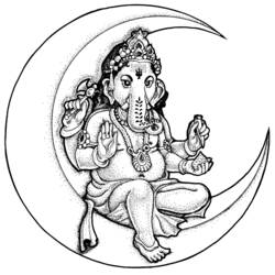 Dessin à colorier: Mythologie Hindou: Ganesh (Dieux et Déesses) #96857 - Coloriages à imprimer