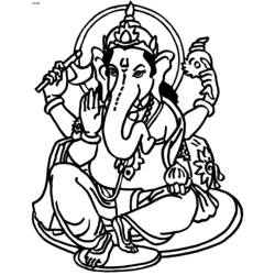Dessin à colorier: Mythologie Hindou: Ganesh (Dieux et Déesses) #96860 - Coloriages à Imprimer