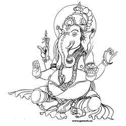 Dessin à colorier: Mythologie Hindou: Ganesh (Dieux et Déesses) #96861 - Coloriages à Imprimer
