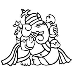Dessin à colorier: Mythologie Hindou: Ganesh (Dieux et Déesses) #96867 - Coloriages à Imprimer