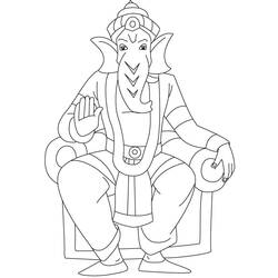 Dessin à colorier: Mythologie Hindou: Ganesh (Dieux et Déesses) #96868 - Coloriages à imprimer