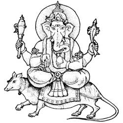 Dessin à colorier: Mythologie Hindou: Ganesh (Dieux et Déesses) #96876 - Coloriages à imprimer