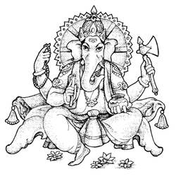 Dessin à colorier: Mythologie Hindou: Ganesh (Dieux et Déesses) #96880 - Coloriages à imprimer