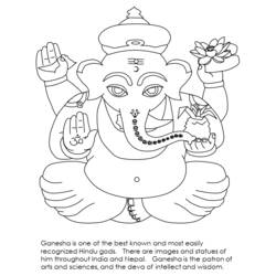 Dessin à colorier: Mythologie Hindou: Ganesh (Dieux et Déesses) #96885 - Coloriages à Imprimer