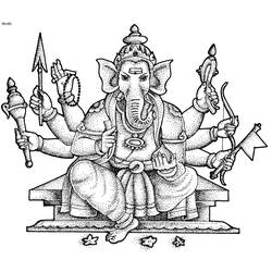 Dessin à colorier: Mythologie Hindou: Ganesh (Dieux et Déesses) #96894 - Coloriages à imprimer