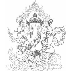 Dessin à colorier: Mythologie Hindou: Ganesh (Dieux et Déesses) #96902 - Coloriages à Imprimer