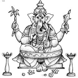 Dessin à colorier: Mythologie Hindou: Ganesh (Dieux et Déesses) #96914 - Coloriages à Imprimer Gratuits