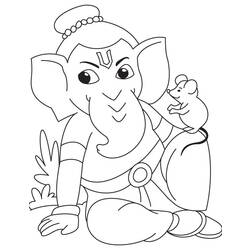 Dessin à colorier: Mythologie Hindou: Ganesh (Dieux et Déesses) #96915 - Coloriages à imprimer